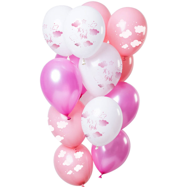 Folat Balloons 'it's A Girl' Pink 33cm - 12 Pieces