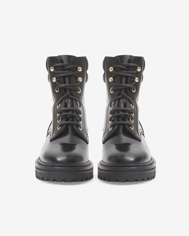 Marant Etoile Black Campa Lace up Leather Boots