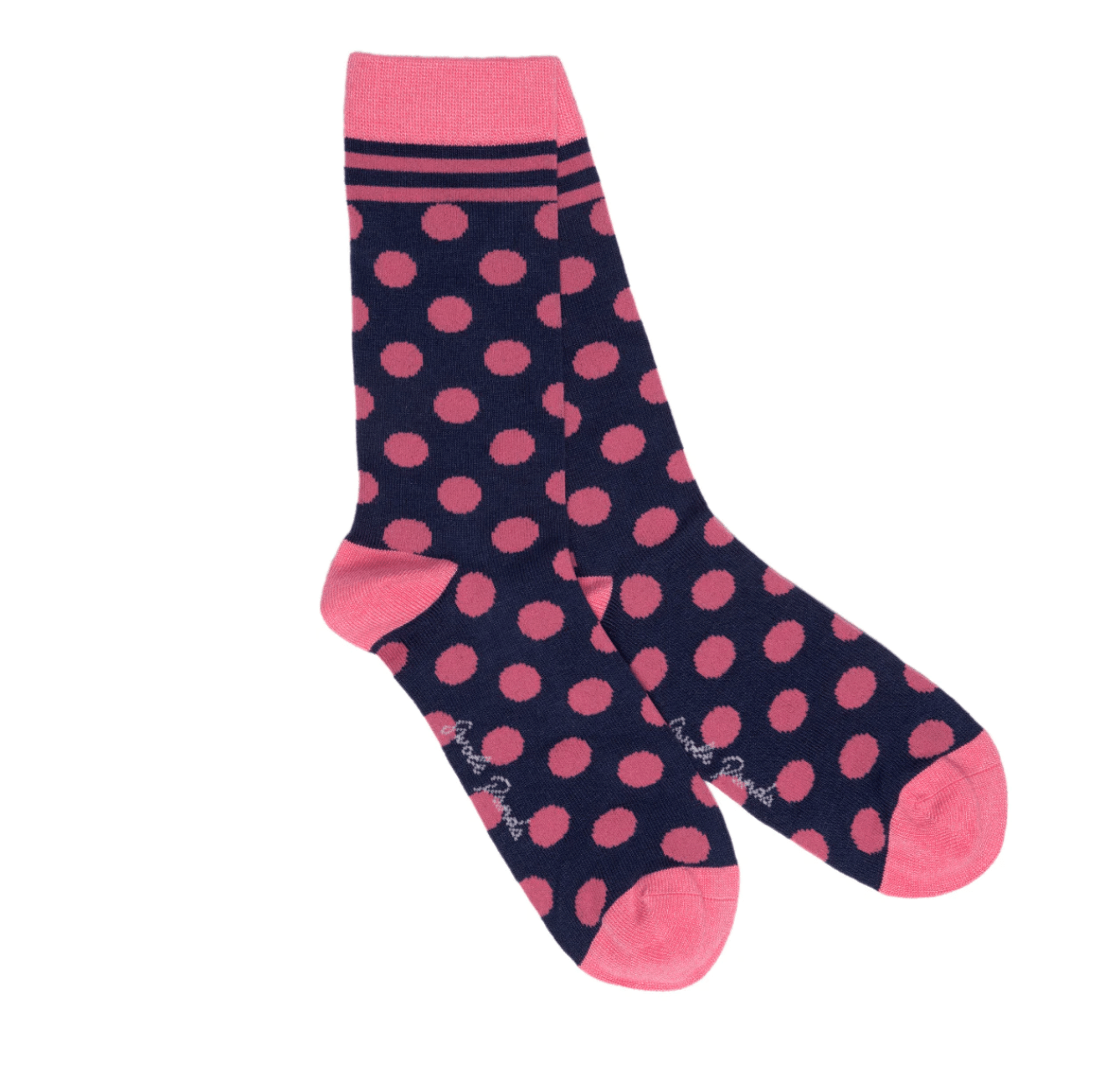SWOLE PANDA Navy & Pink Polka Dot Socks