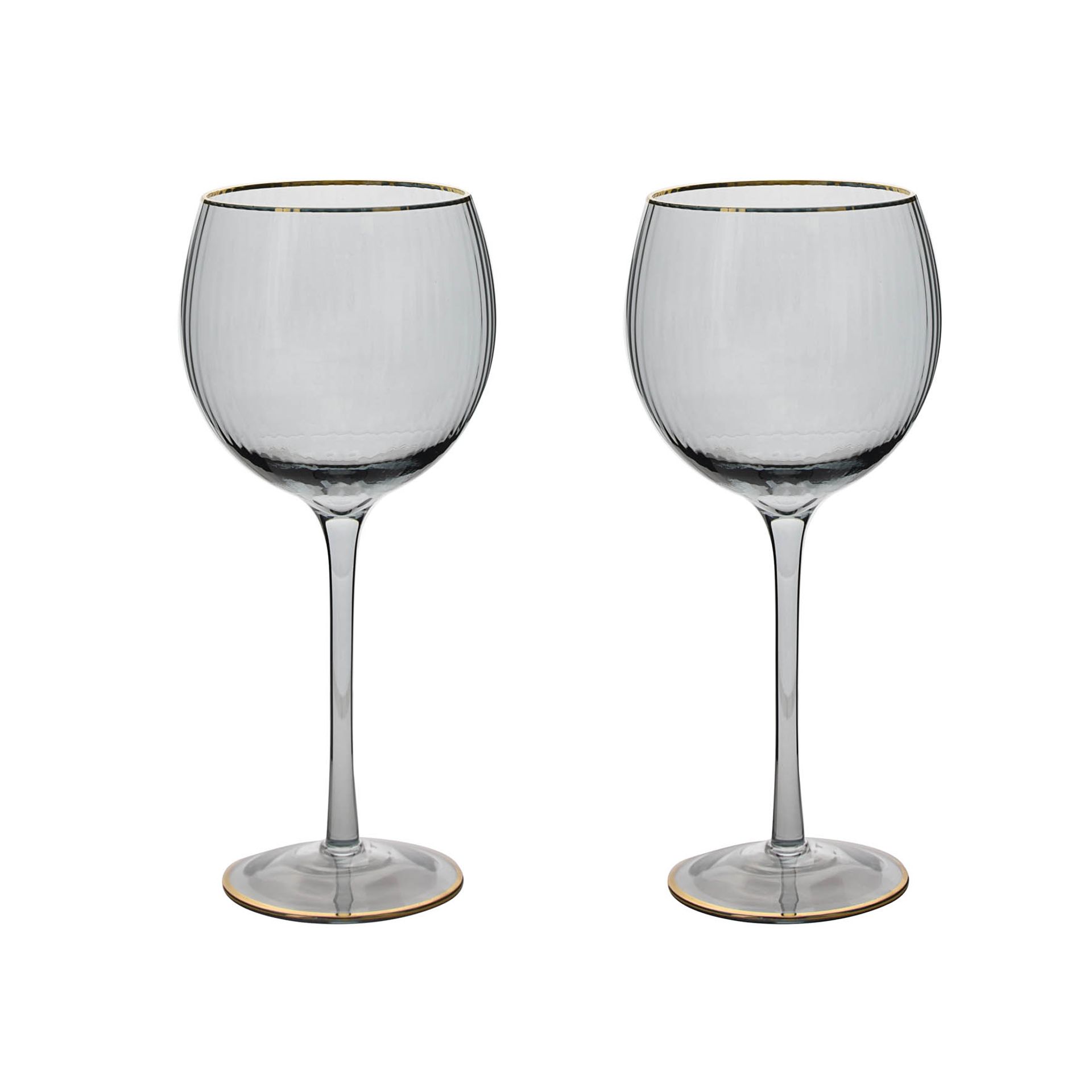 &Quirky Set of 2 Grey Gin Glasses with Gold Rim