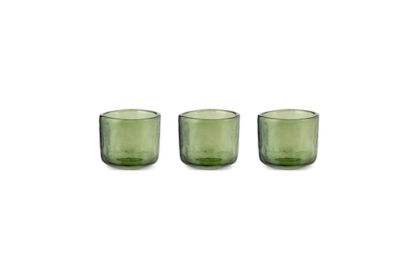 Nkuku Irda Glass Small Tealight Holder (set Of 3) In Dark Emerald By