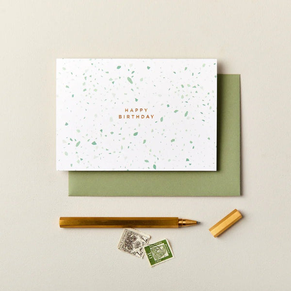INK & BLOOM Green Terrazzo Happy Birthday Card
