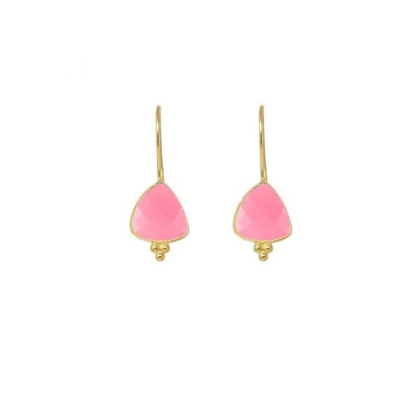Ashiana Lola Earrings In Gold With Pink Jade