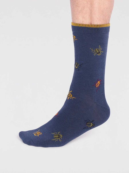 Lark London Men's Brody Bamboo Bug Socks - Slate Blue