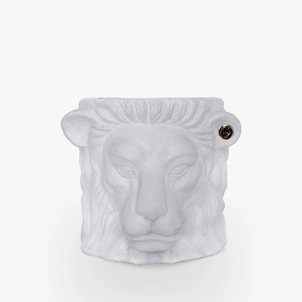 Garden Glory Terracotta Sculpture Lion Pot Small - White