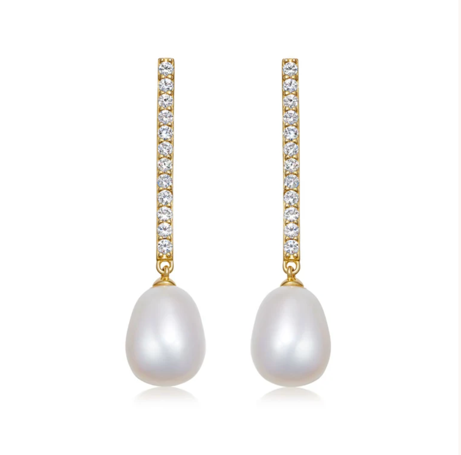 Astley Clarke Celestial Pearl And Sapphire Drop Stud Earrings