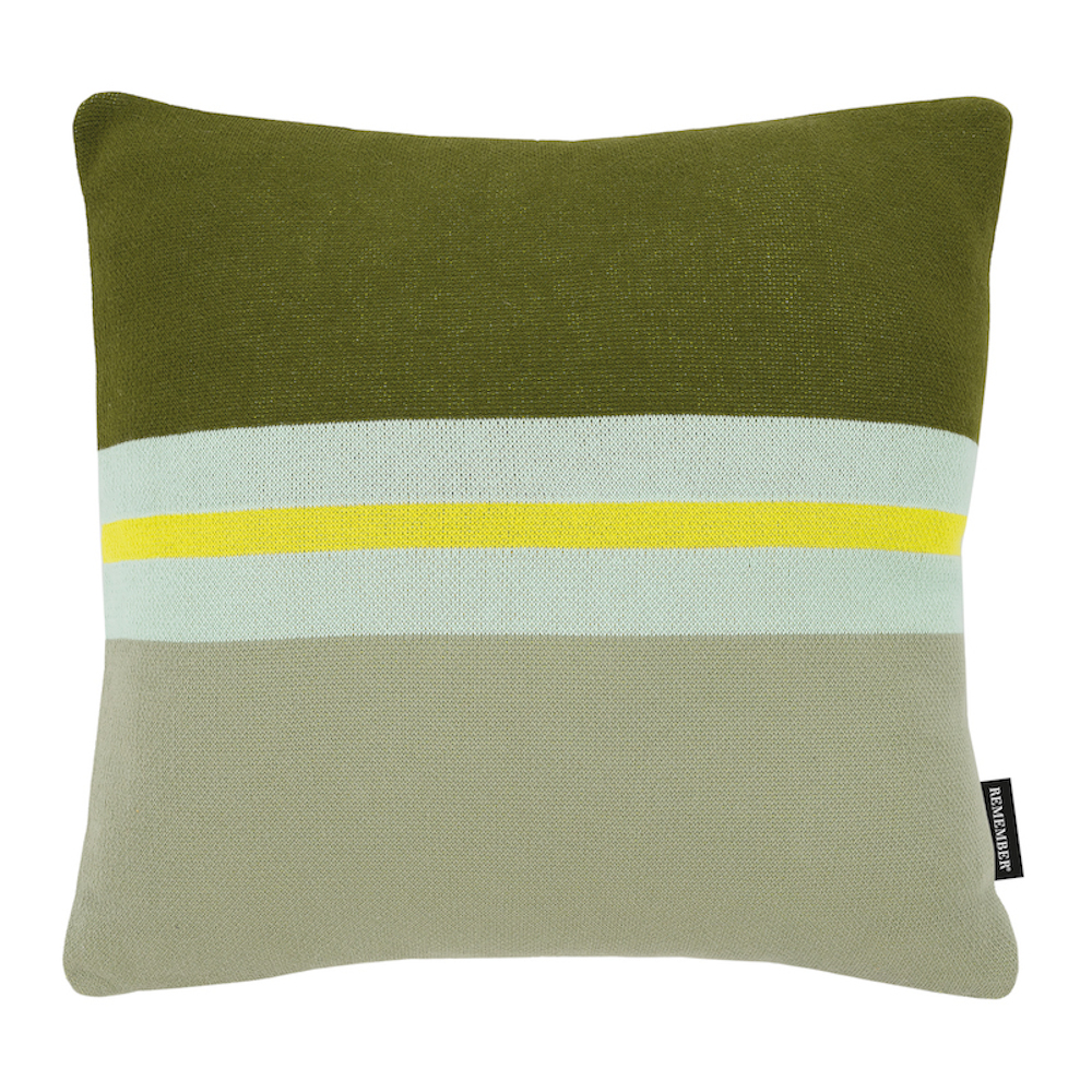 Remember Remember Cushion And Pillow In Knitted Cotton Salvia Design Size 45 X 45 Cm