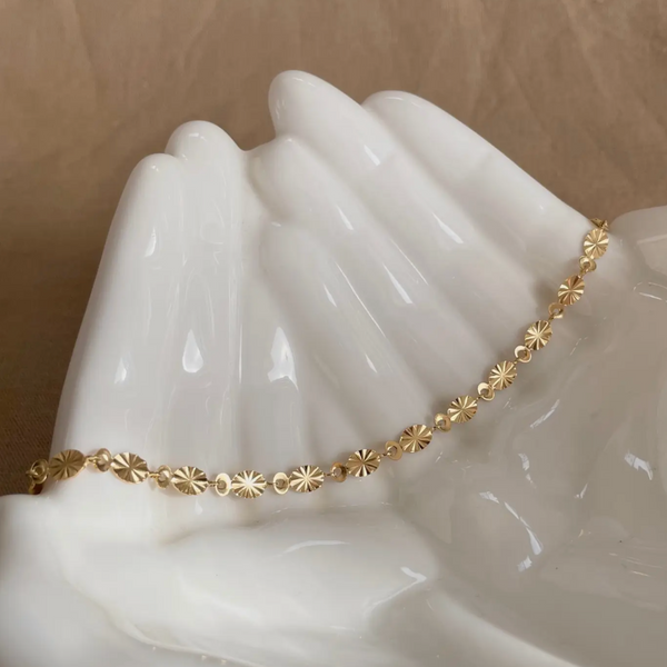 Little Nell 18k Gold Plated Oval Sunburst Necklace