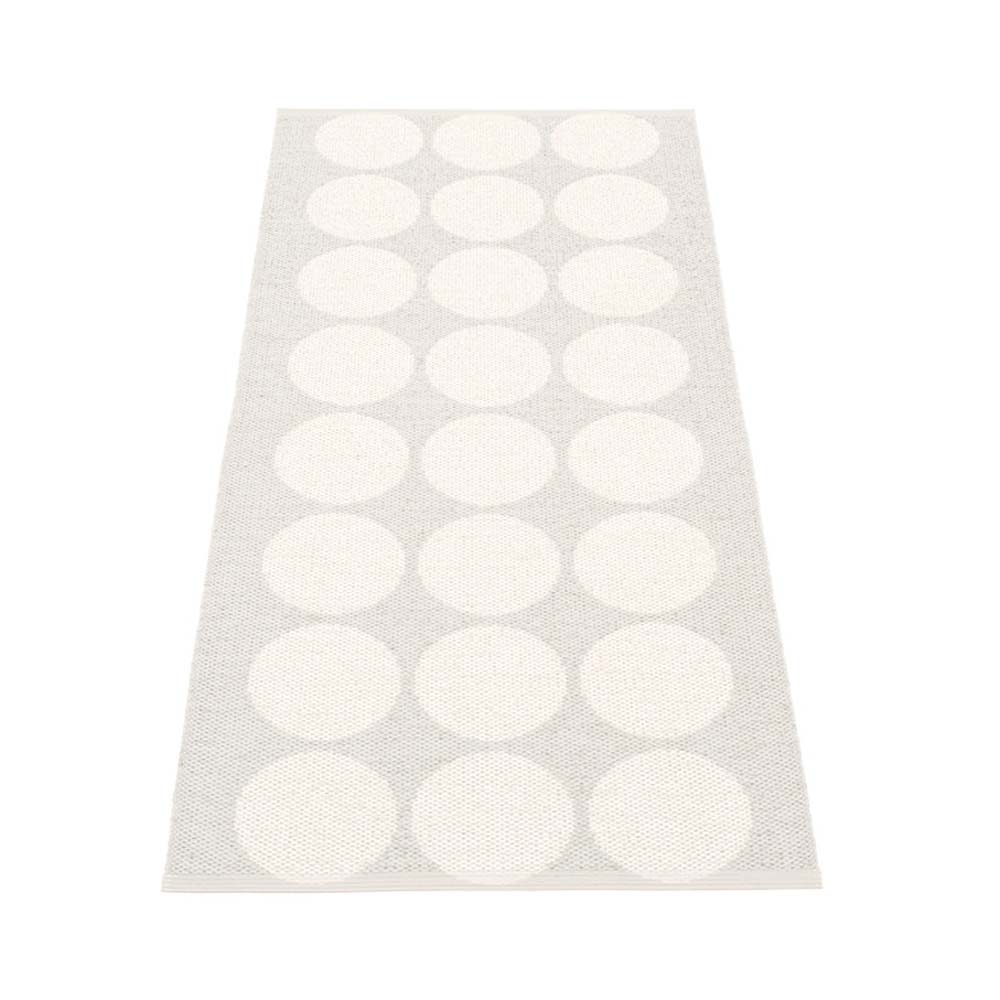 Pappelina Hugo Design Washable Durable Floor Or Runner Rug 70x160cm White Metallic & Fossil Grey