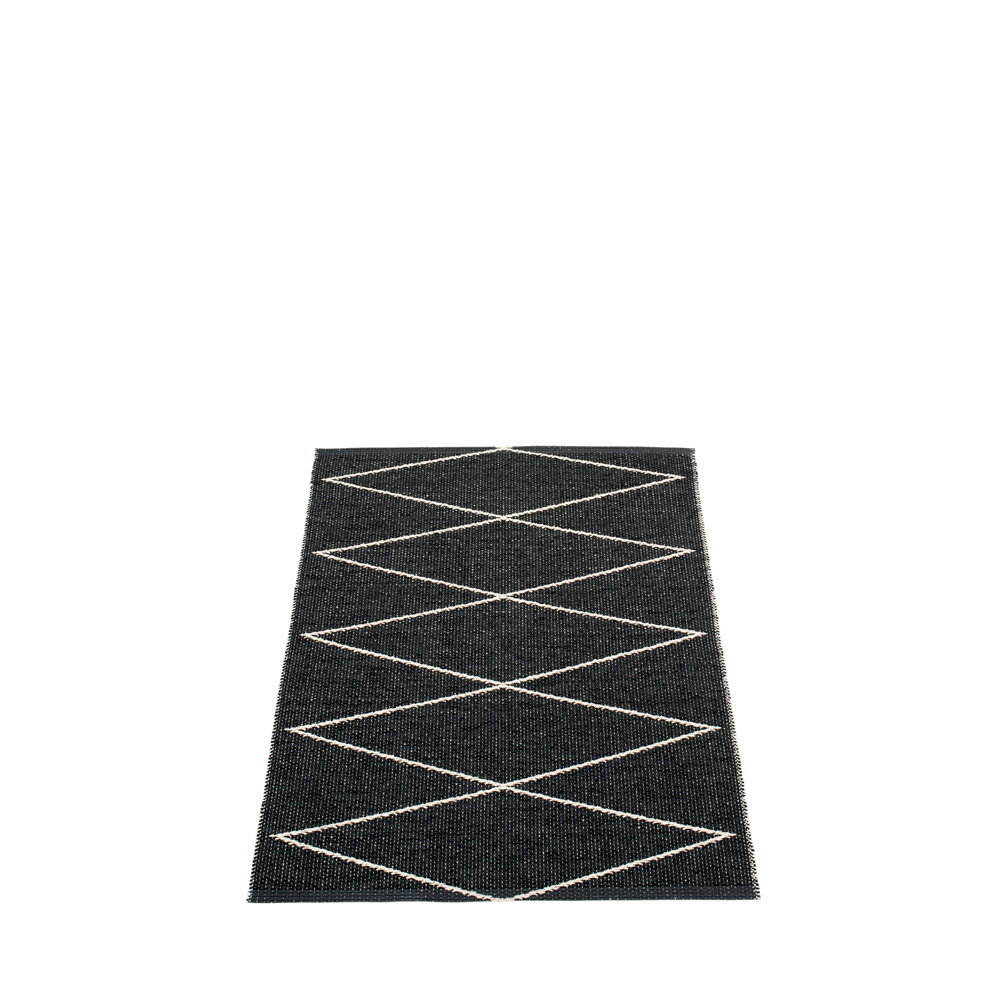 Pappelina Max Design Washable Durable Floor Or Runner Rug 70x100cm Black & Vanilla