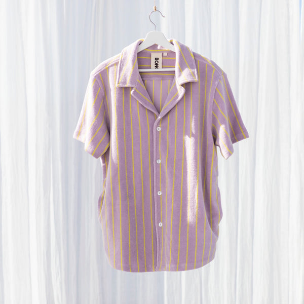 bongusta Naram Shirt, Lilac & Neon Yellow Stripe