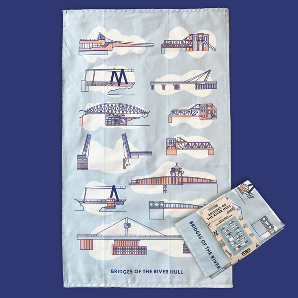 Form Shop & Studio Bridges Of The River Hull Screenprinted Tea Towel