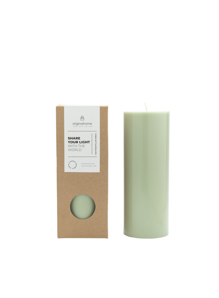 Original Home Pillar Candle In Green 7.5x20cm From