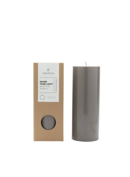 Original Home Pillar Candle In Dark Grey 7.5x20cm