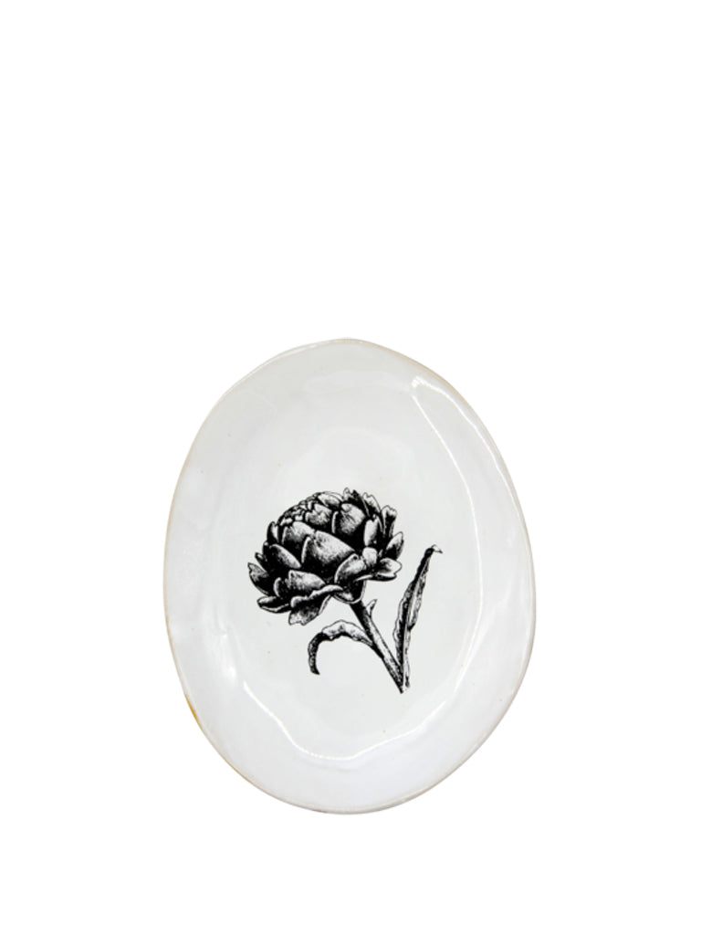 Kuhn Keramik Kühn Keramik Small Oval Artichoke Plate In White