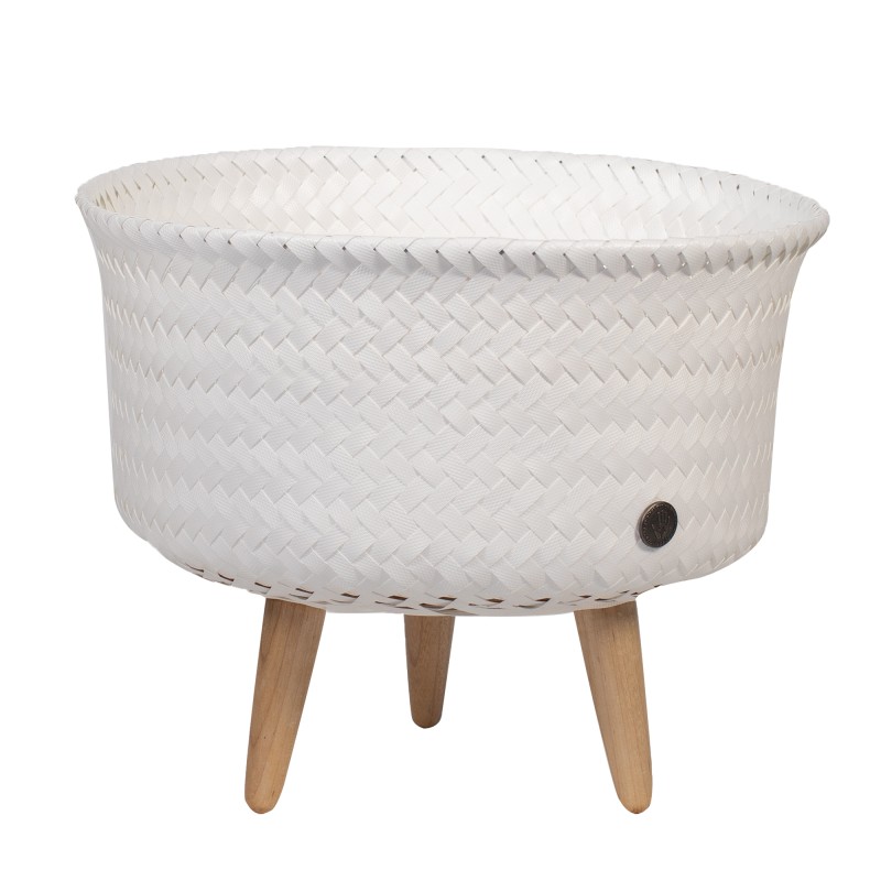 Handed By  White Up Low Plant Basket with Stand