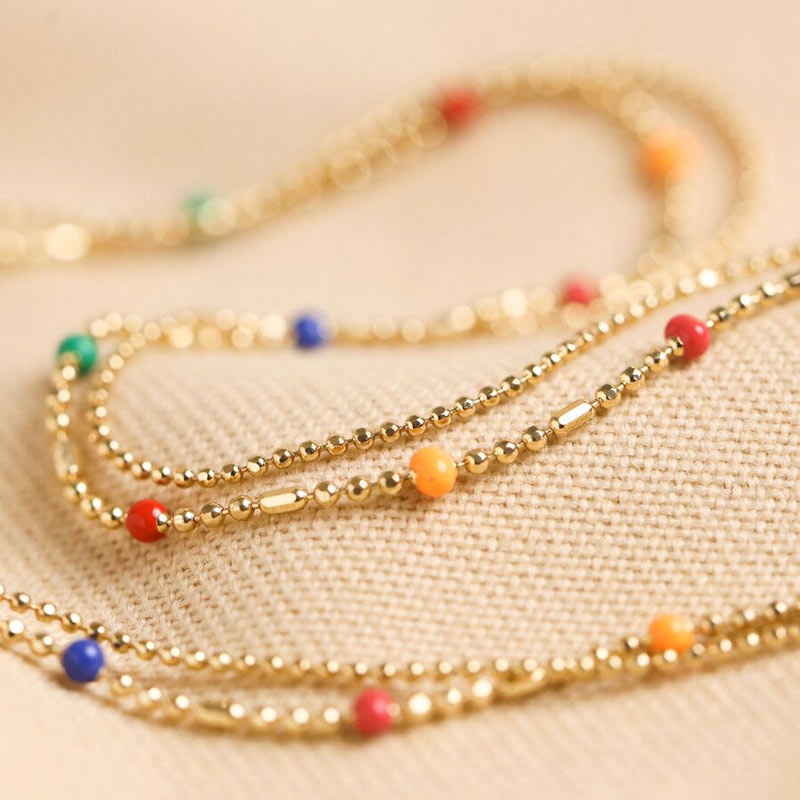 Lisa Angel Rainbow Bead Layered Necklace