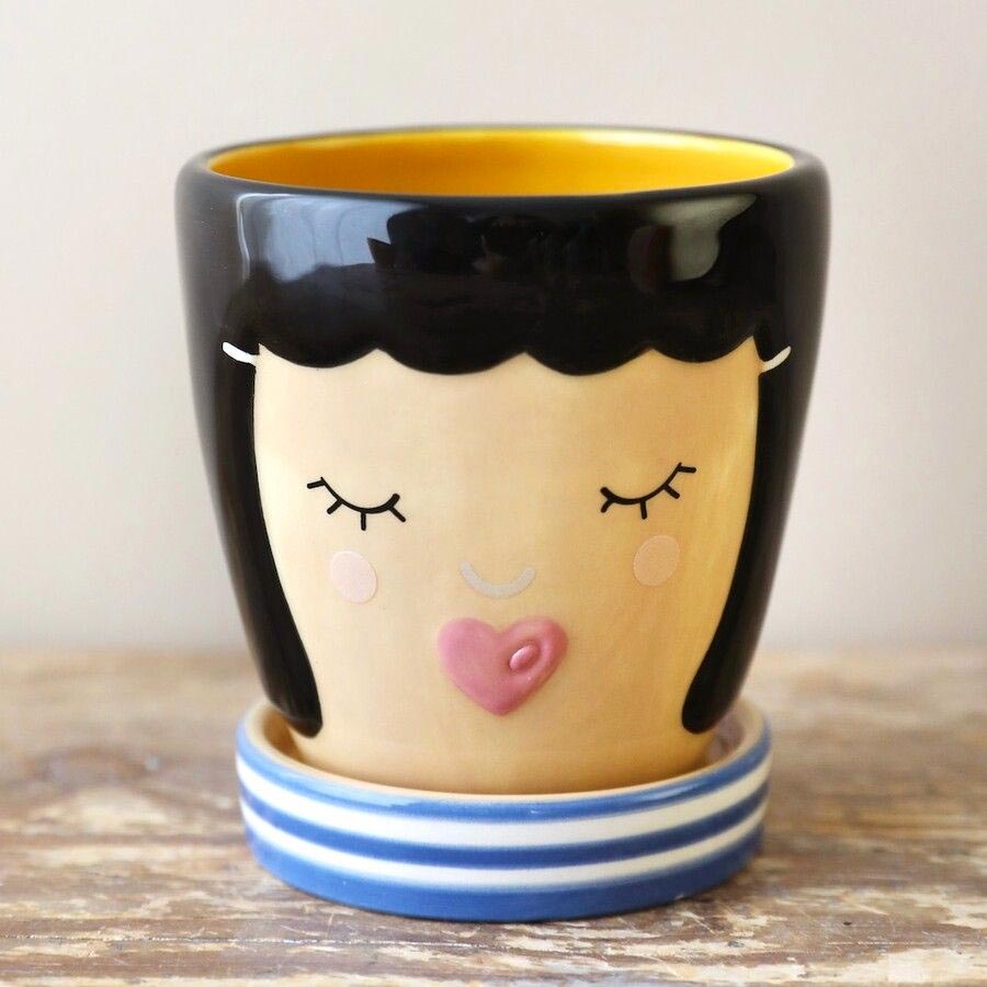 Lisa Angel Cute Face Plant Pot With Tray