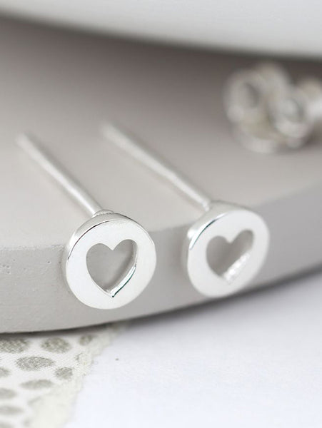 POM Tiny Cut Out Heart Disc Studs