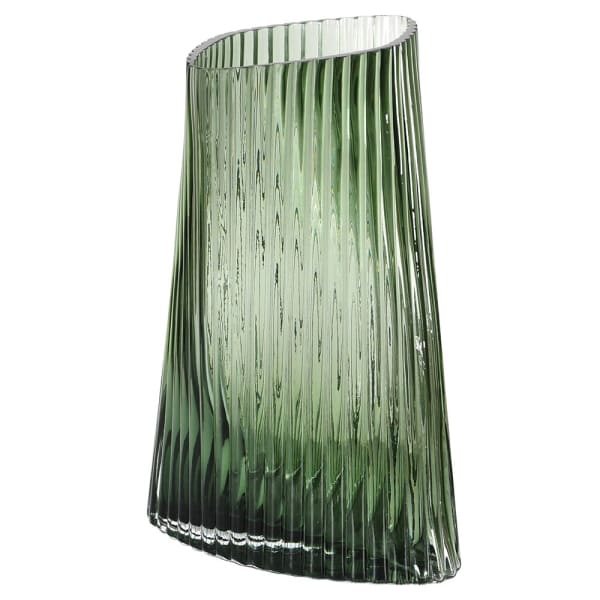 Distinctly Living Ribbed Sea Green Glass Vase
