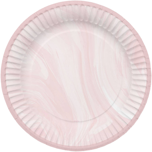 Folat Disposable Plates Marble Pink 23cm - 8 Pieces