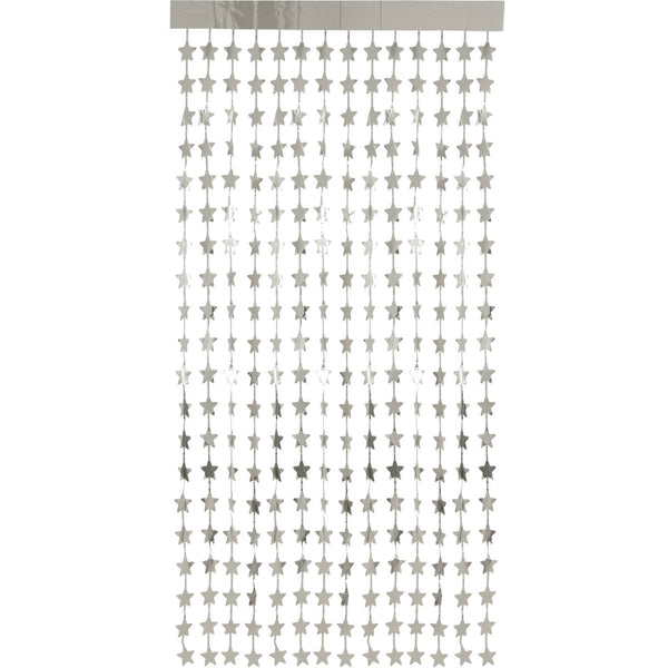 Folat Foil Fringe Door Stars Silver - 2x1 M