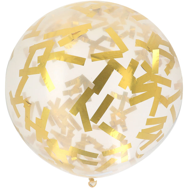 Folat Balloon Xl With Confetti Sprinkles Gold - 61 Cm