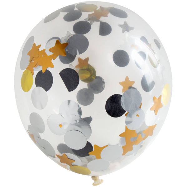 Folat Balloons With Dots And Stars Confetti 30 Cm - 4 Pieces