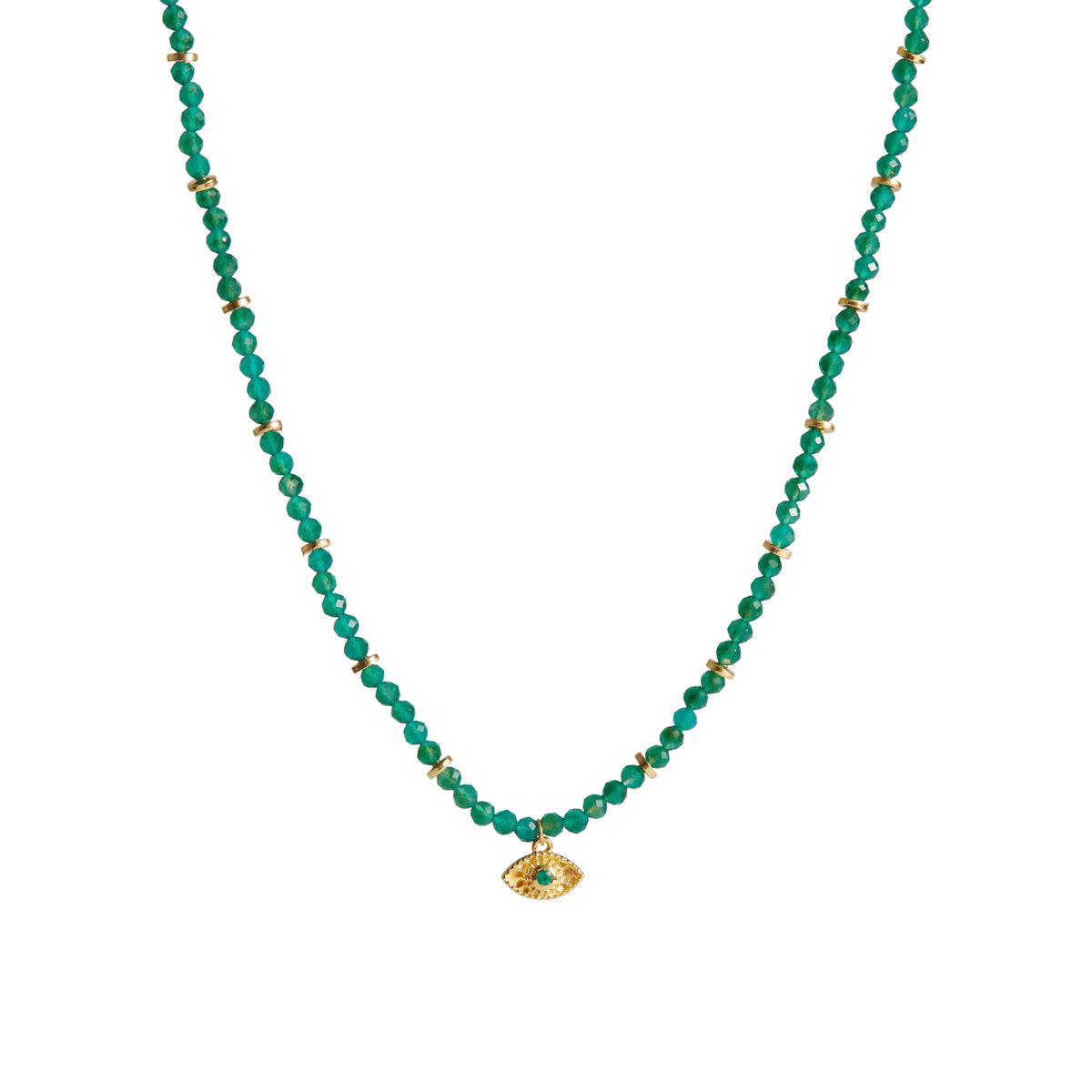 Rachel Entwistle Rays Of Light Necklace Green Onyx Gold