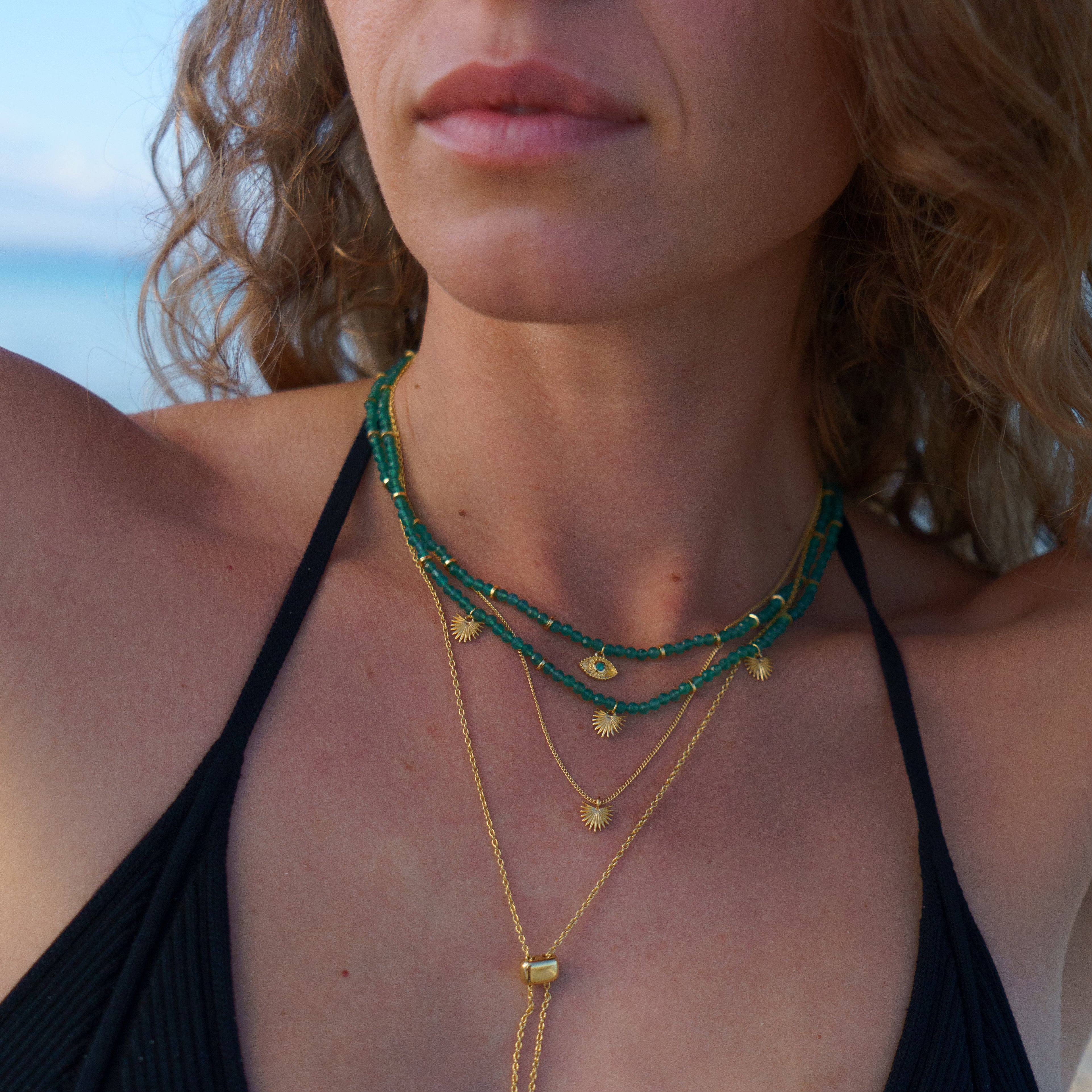 Rachel Entwistle Ishtar Necklace Green Onyx Gold