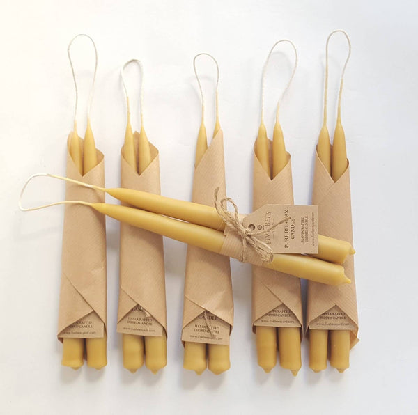 Five Bees Yard 2 Taper Beeswax Candles - Aromatherapy Candles - Beeswax