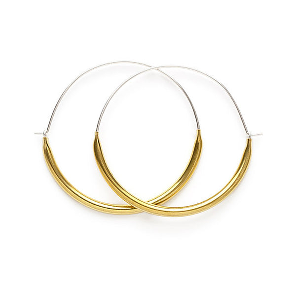 Minds Eye Design Brass & Silver Tube Hoop Earrings