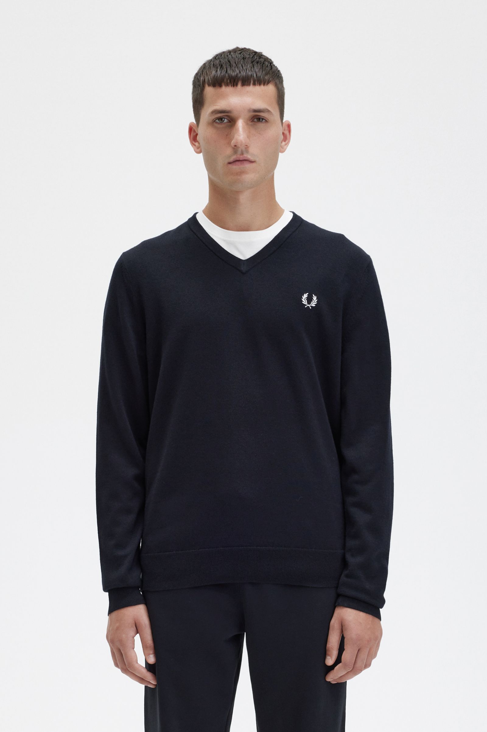 Fred Perry crew neck merino knitted jumper in burgundy marl