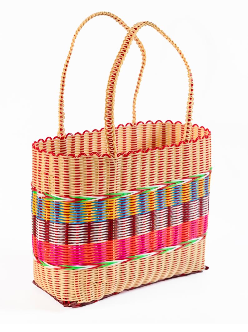 Re Object Cream Multicoloured Woven Market Bag