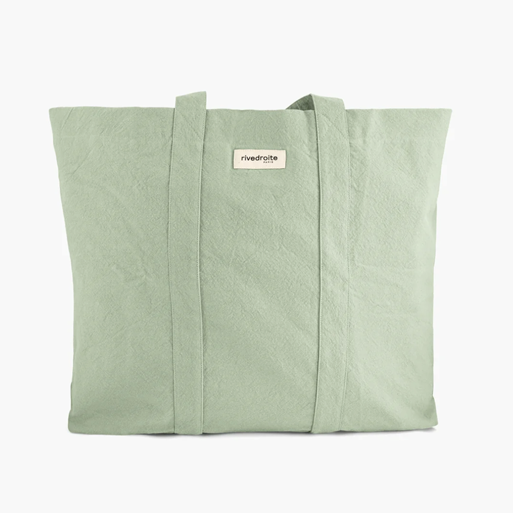 Rive Droite Marcel Mint Green Recycled Cotton Canvas Giant Tote Bag - XL