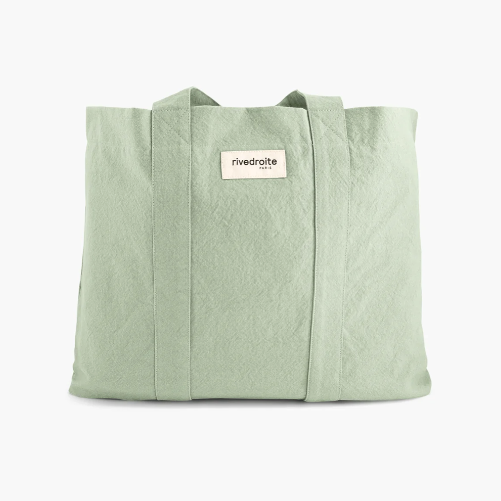 Rive Droite Marcel Mint Green Recycled Cotton Canvas Tote Bag