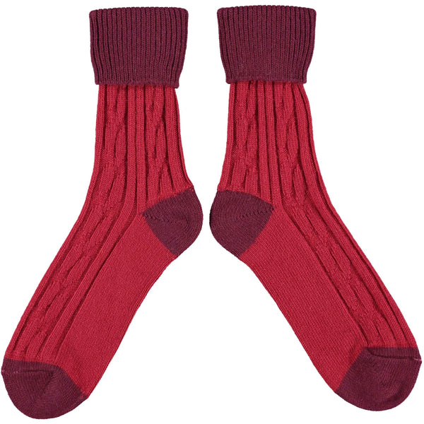 Catherine Tough Cashmere Slouch Socks - Red/dark Red