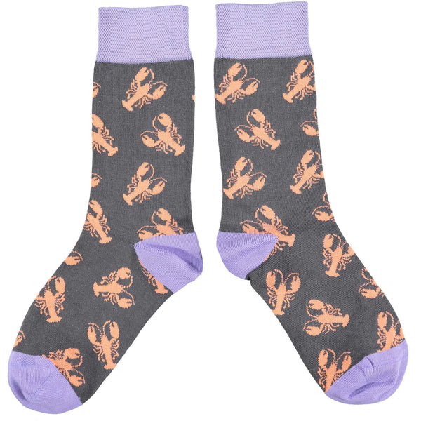 Catherine Tough Ladies Cotton Ankle Socks - Lobster Slate/lilac