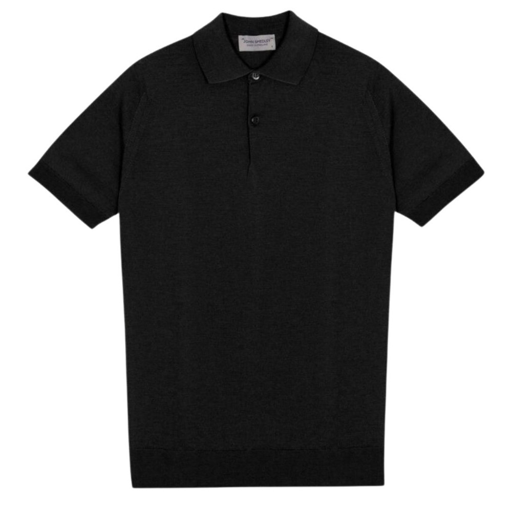 John Smedley Black Payton Short Sleeve Polo Shirt