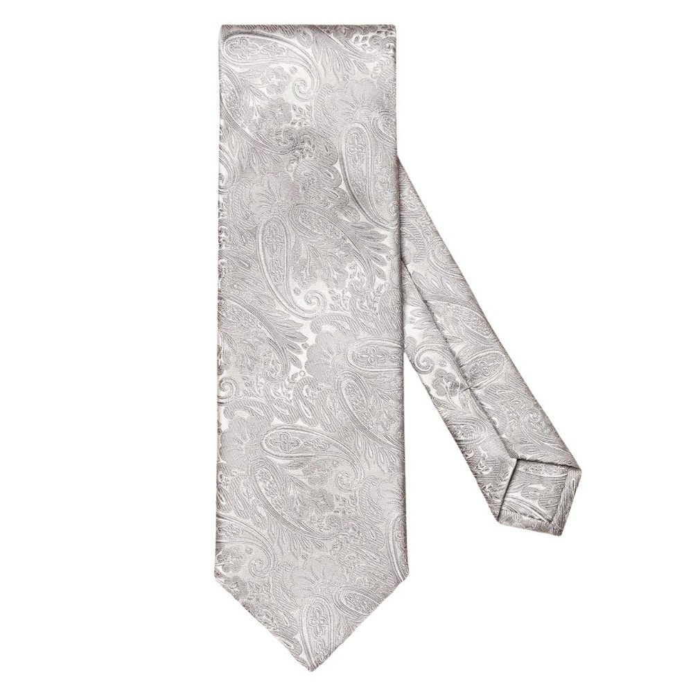 ETON Light Grey Jacquard Paisley Silk Wedding Tie