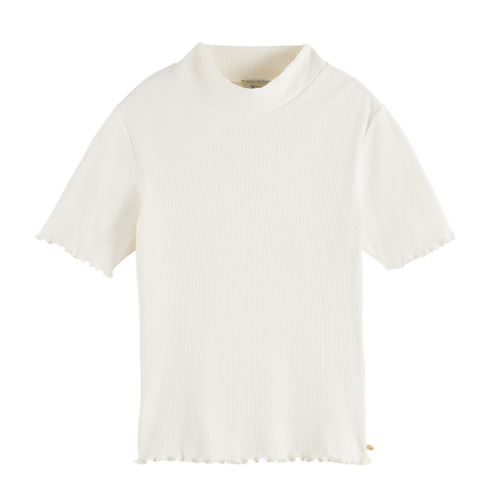 Scotch & Soda White Rib Knit Short Sleeved T Shirt