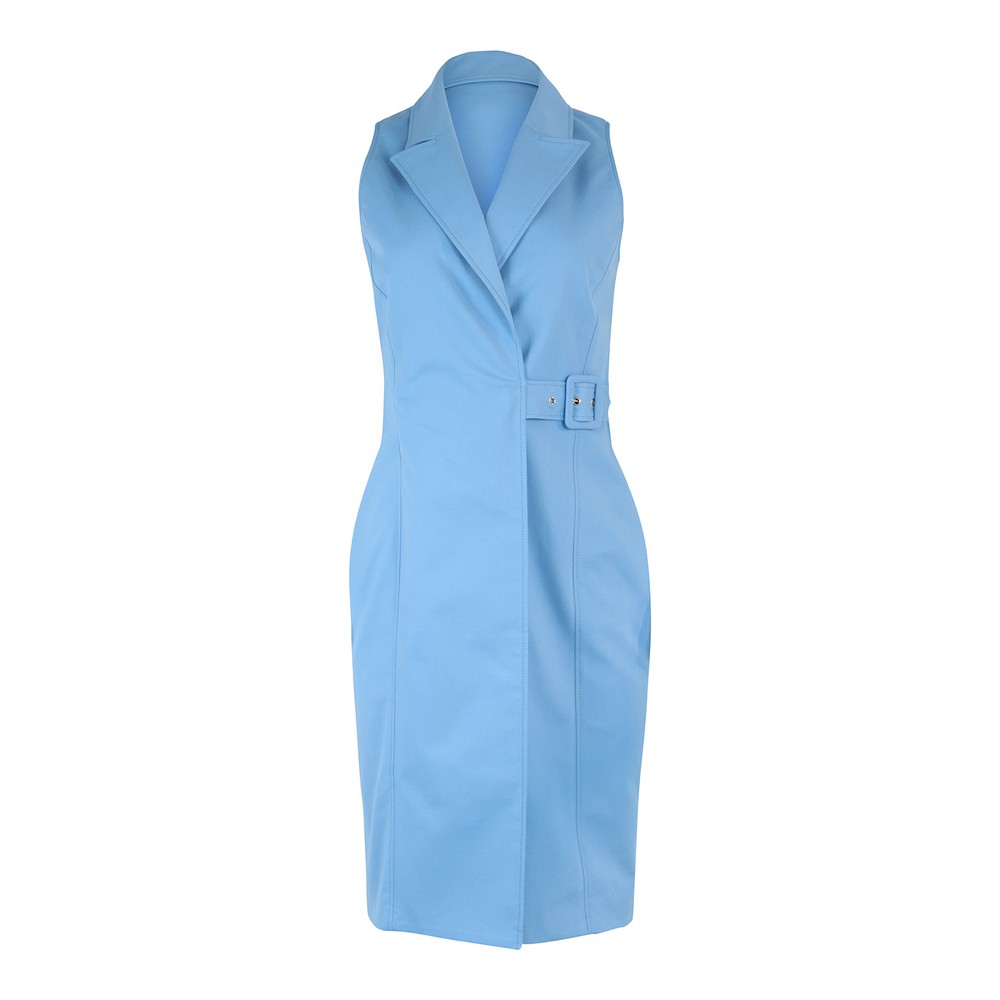 Moschino Boutique Dress Blue Stretch Cotton Sleeveless Waistcoat Dress