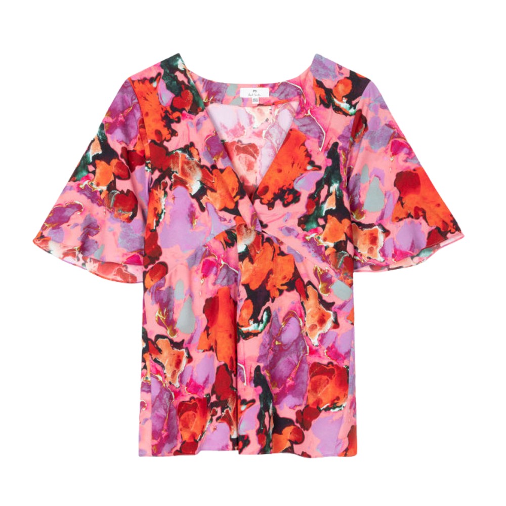 Paul Smith Pink Marble V Neck Top