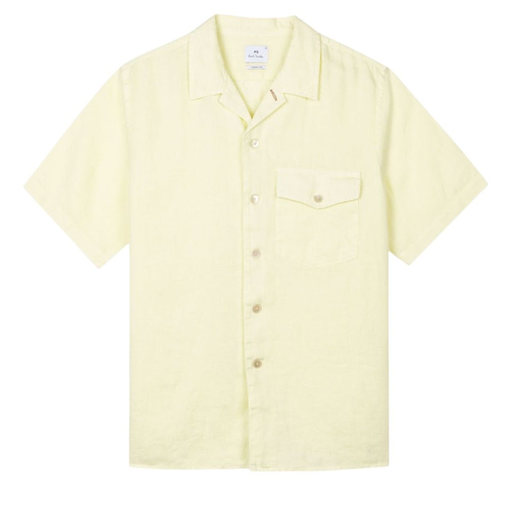 Paul Smith Greeen Short Sleeves Casual Fit Linen Shirt