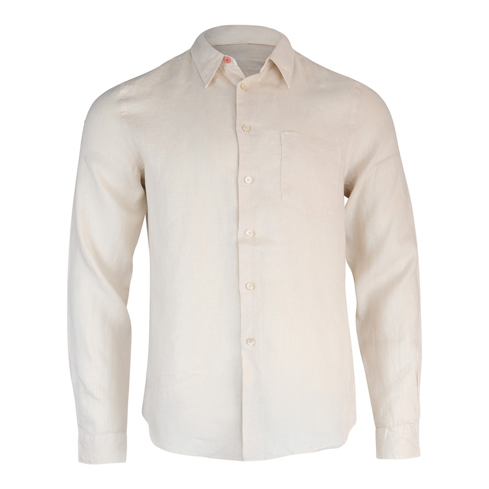 Paul Smith Beige Linen Tailored Fit Long Sleeves Shirt