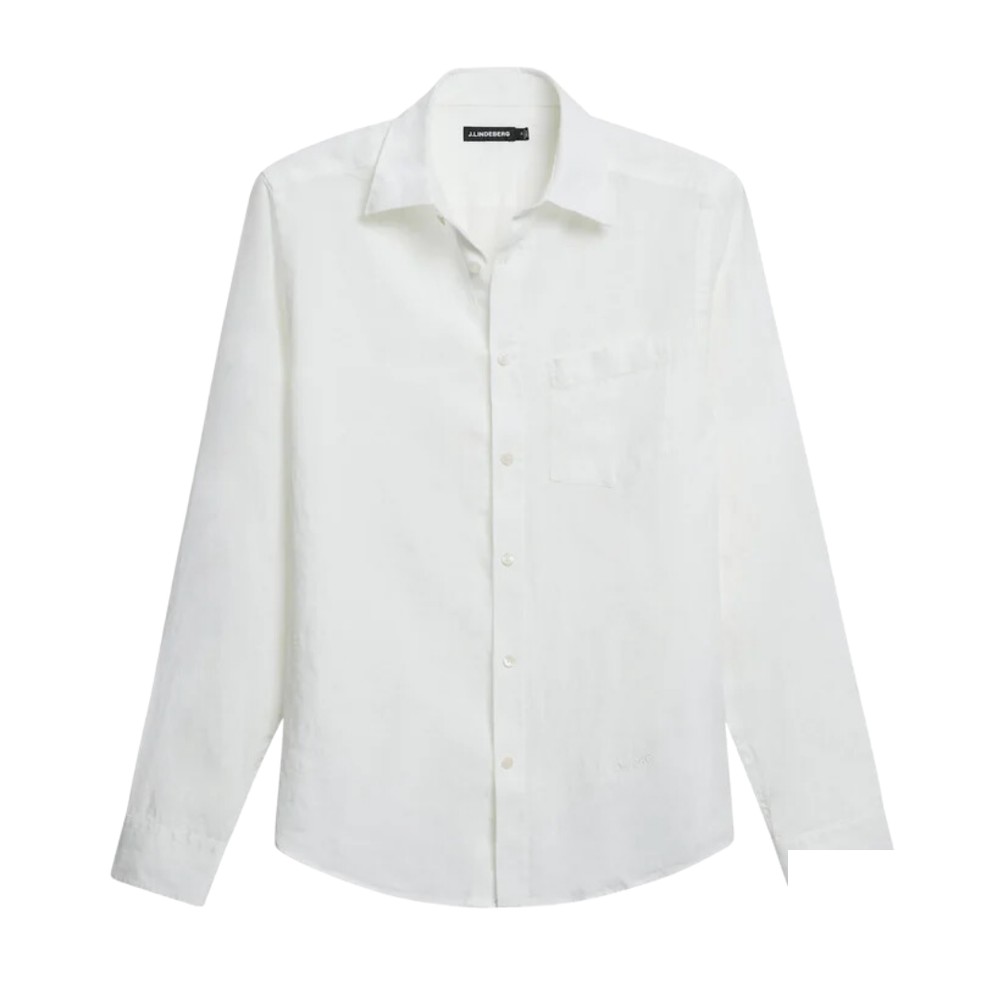 J Lindeberg White Clean Linen Slim Shirt