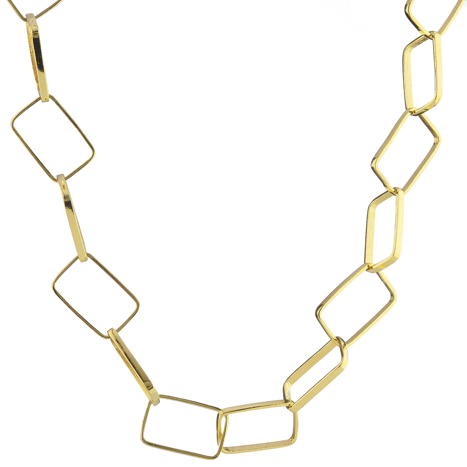 CollardManson Rectangle Link Necklace Gold