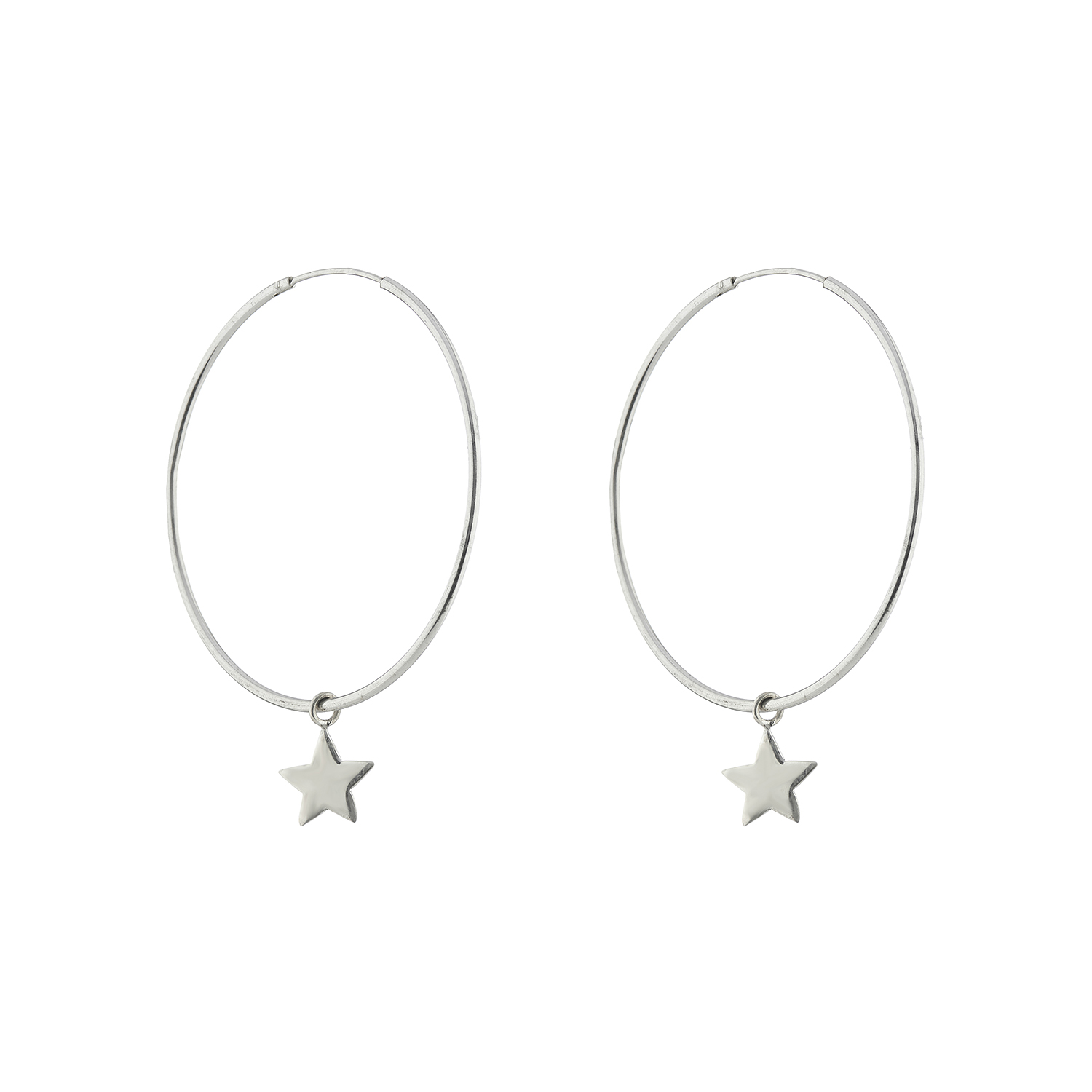 silver jewellery Medium Silver Star Hoop Earrings