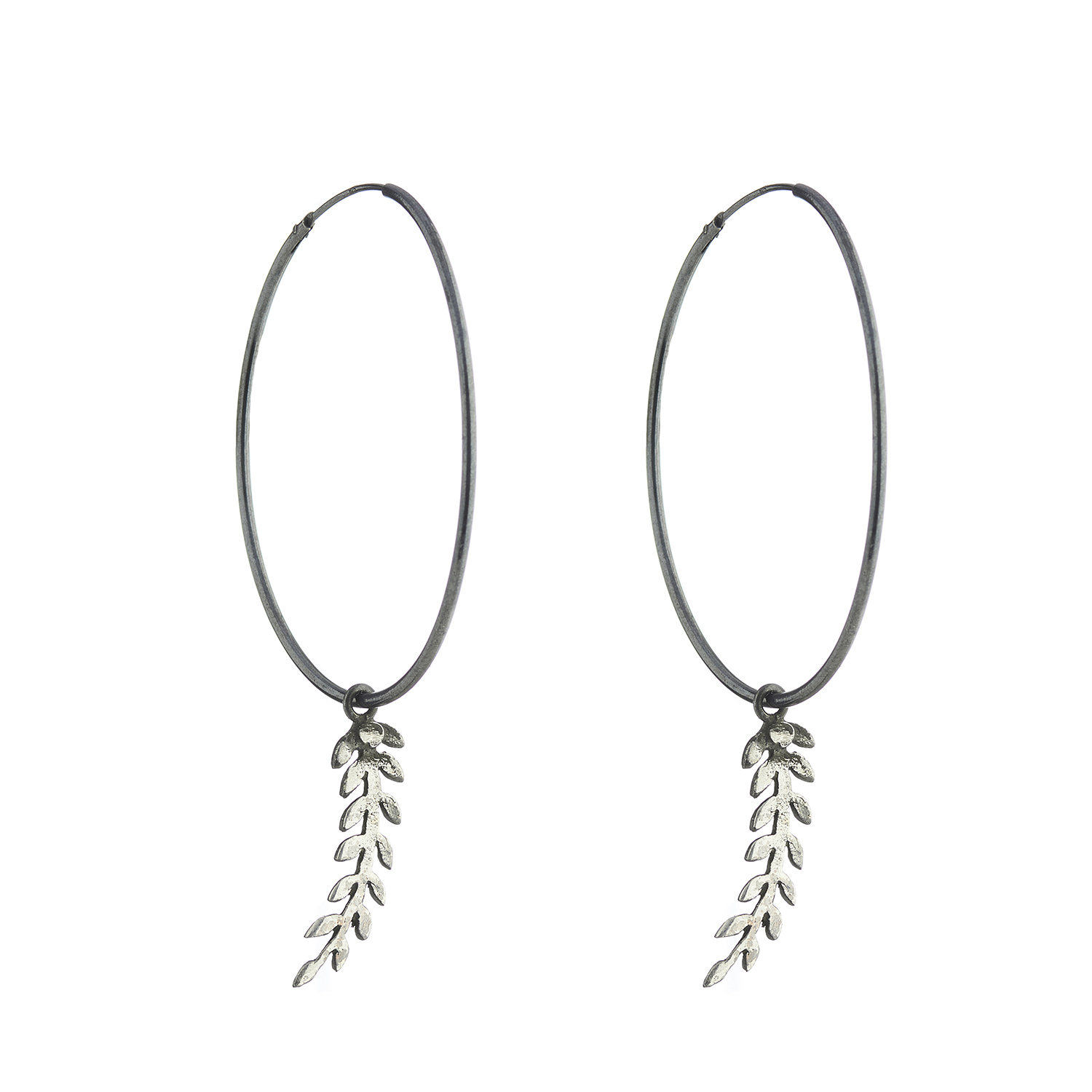 silver jewellery Leafy Hoop Earrings
