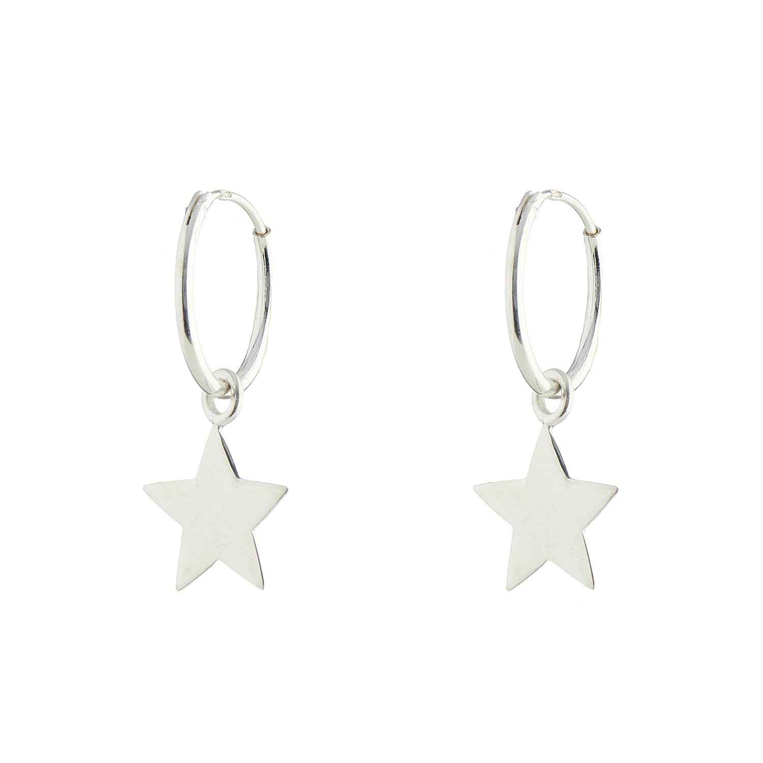 silver jewellery Small Star Hoop Earrings Silver